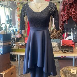 Elegant Navy Lace Dress